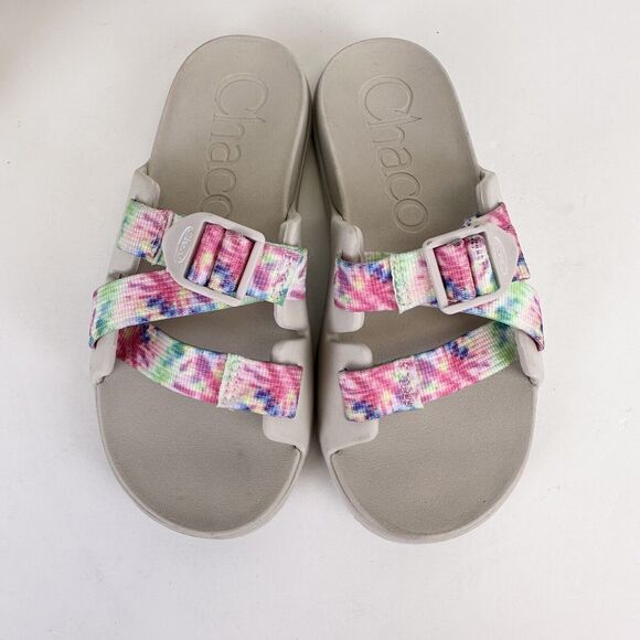 Chaco Chillos Slide Sandals Tie Dye Arch Support Girls Big Kid Size 3‎ Shoes - Picture 3 of 9